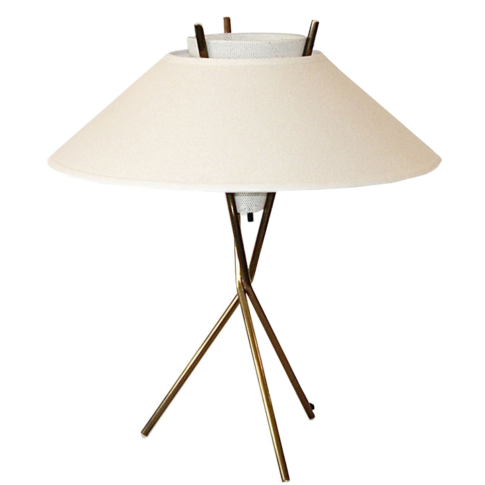 Gerard Thurston Brass Tripod Base Lamps Lightolier Pair TFTM Melrose