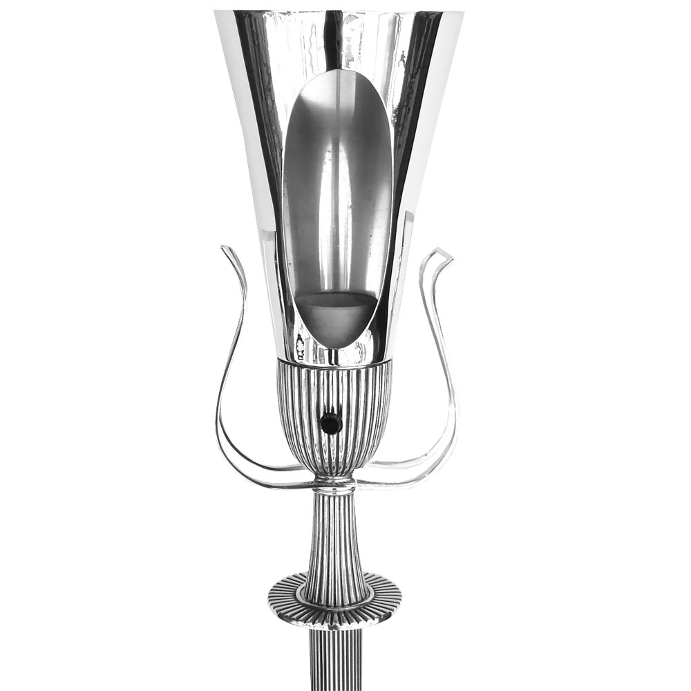 Pr Silver Plated Torchiere Floor Lamps By Tommi Parzinger Tftm Melrose