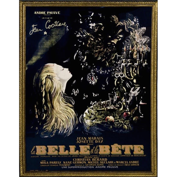 TFTM Melrose | Antique Art | Large Original Jean Cocteau "La Belle et la Bete" Framed Poster