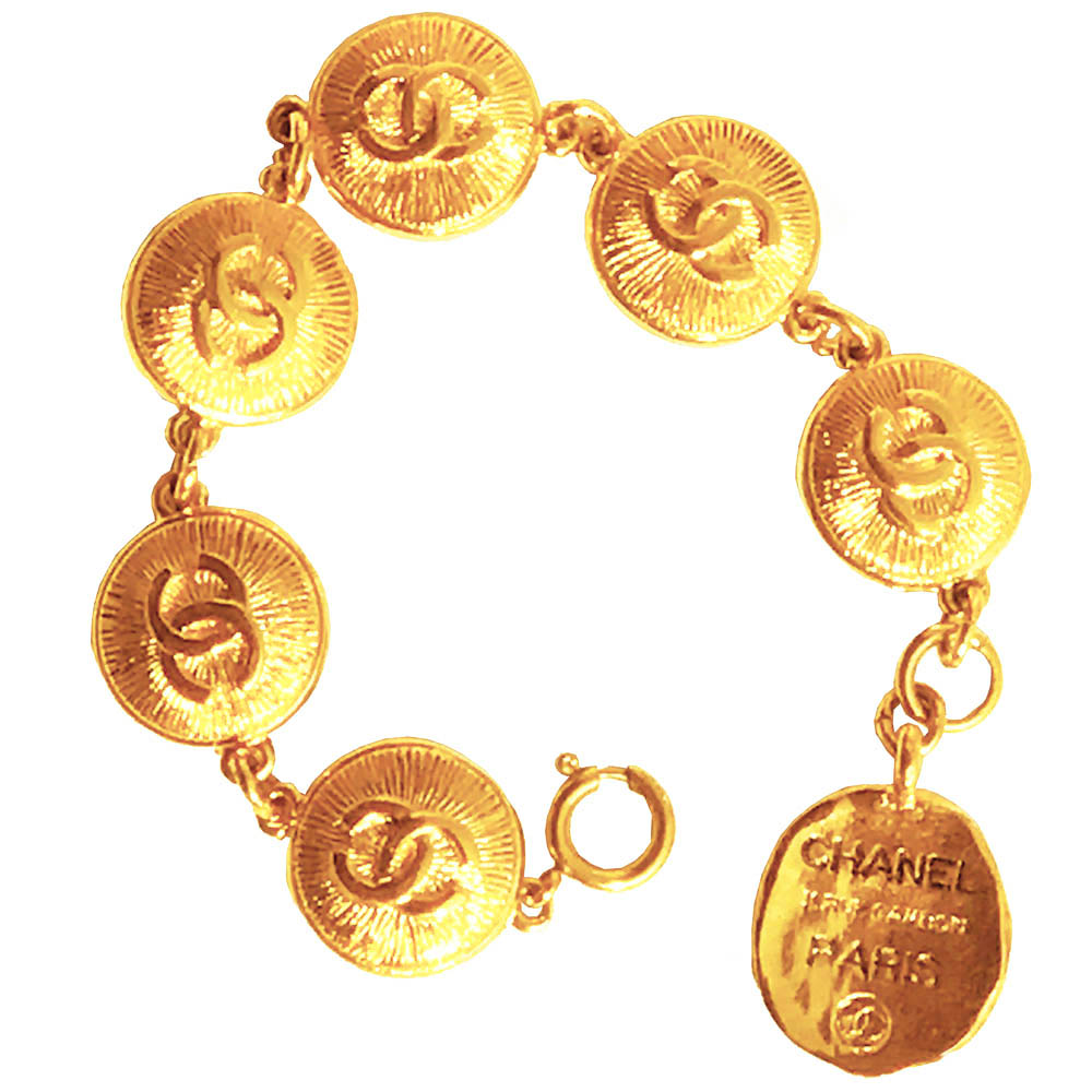 Vintage Chanel Gold Logo Coin Bracelet