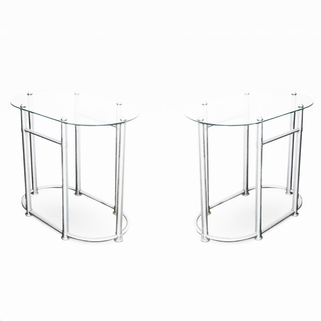 Rare Pair of Glass and Aluminum Side Tables by Warren McArthur